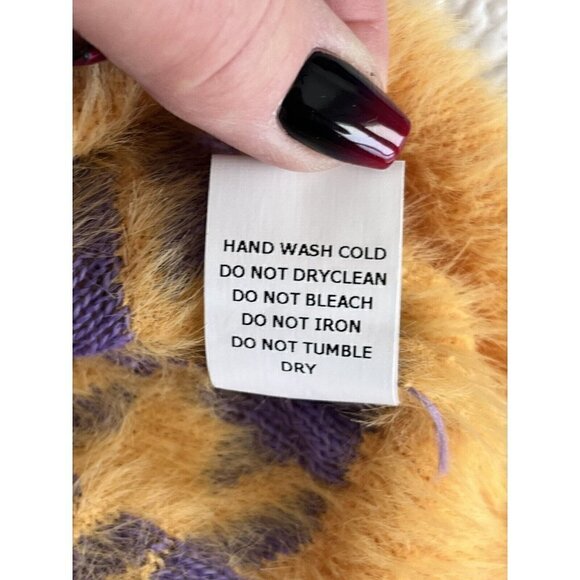 Davi & Dani Woman's Sz S Purple & Orange Abstract Stars Fuzzy Oversize Sweater - Picture 6 of 8